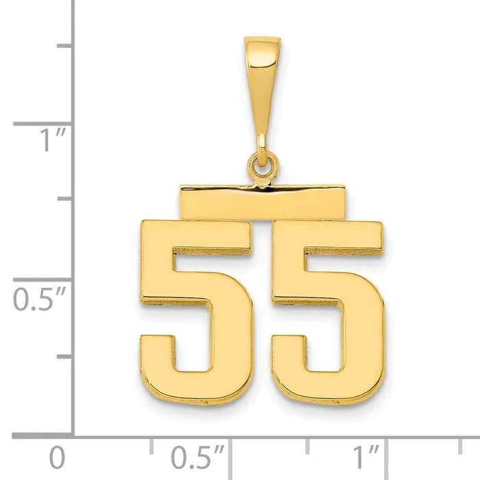 14k Yellow Gold Medium Polished Number 55 Charm Goldia Charm Necklaces