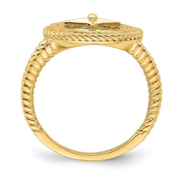 14K Yellow Gold Nautical Compass Rope Ring Goldia Rings
