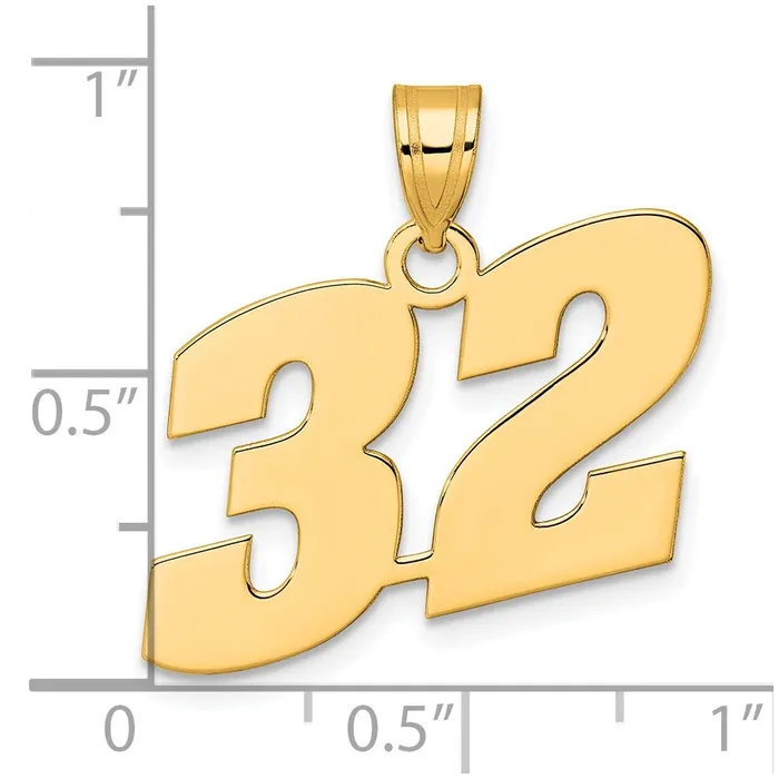 14k Yellow Gold Polished Block Number 32 Pendant Goldia PreStyled Sets