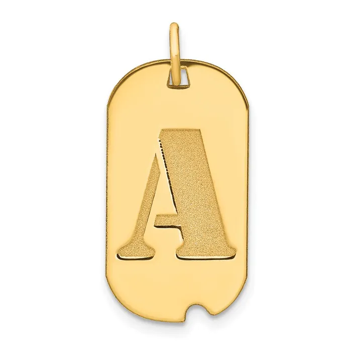 14k Yellow Gold Polished Letter A Initial Dog Tag Pendant Goldia Necklaces