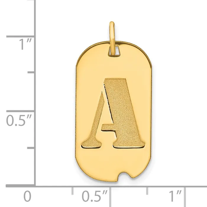 14k Yellow Gold Polished Letter A Initial Dog Tag Pendant Goldia Necklaces