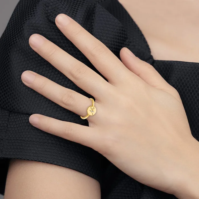14k Yellow Gold Real Diamond Initial N Ring Goldiacom Rings