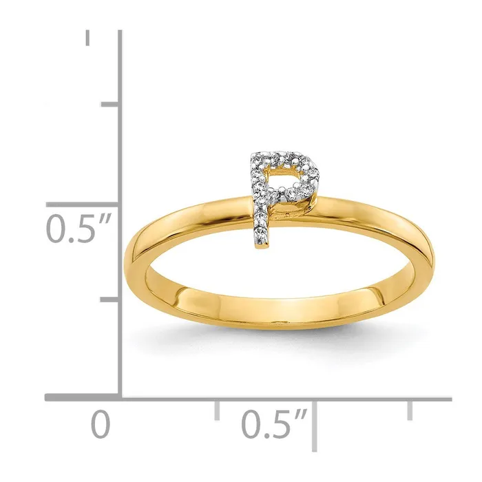 14k Yellow Gold Real Diamond Initial P Ring Goldiacom Rings