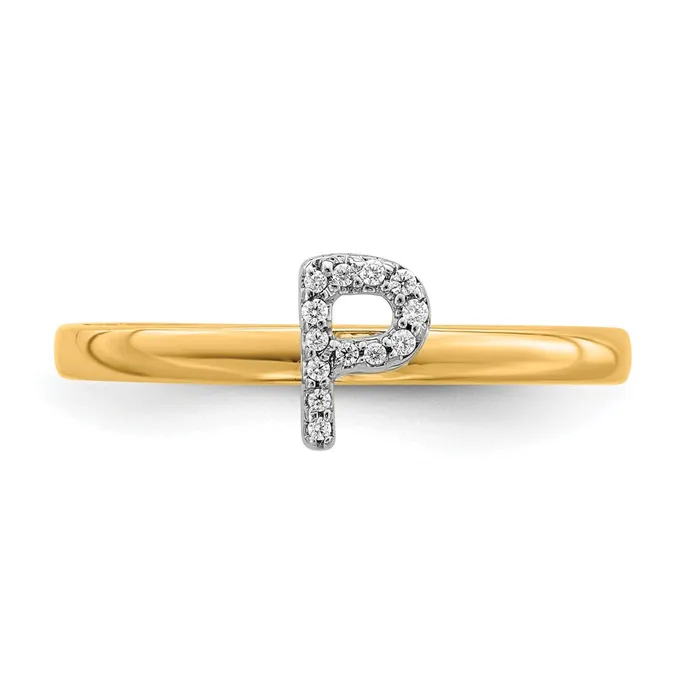 14k Yellow Gold Real Diamond Initial P Ring Goldiacom Rings