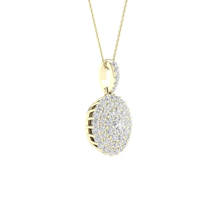 14k Yellow Gold Round Diamond Cluster Pendant 12 Cttw gndatlanta Necklaces