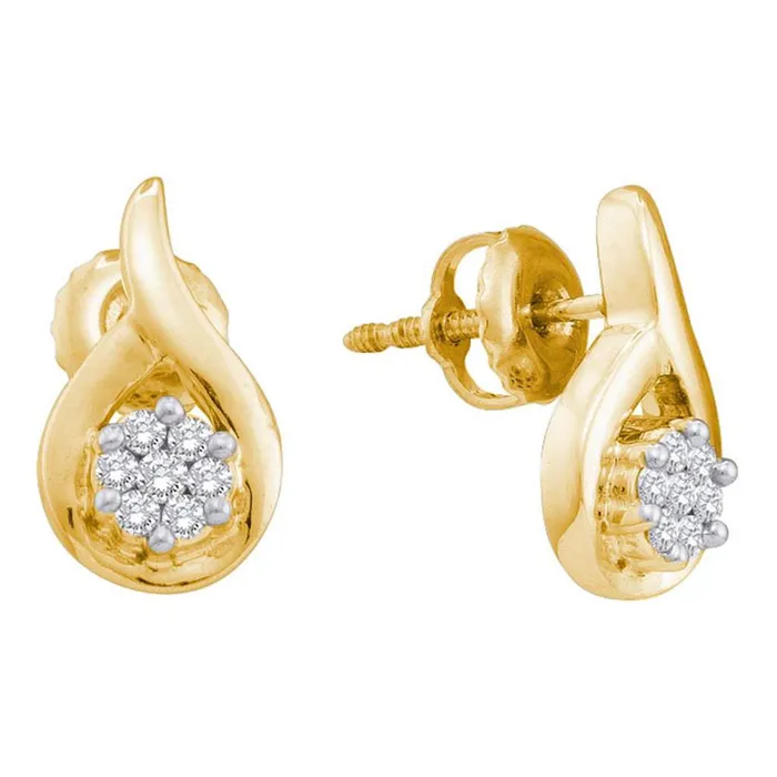 14k Yellow Gold Round Diamond Flower Cluster Teardrop Earrings 16 Cttw gndatlanta Earrings 14k Yellow Gold Round Diamond Flower Cluster Teardrop Earrings 16 Cttw gndatlanta Earrings