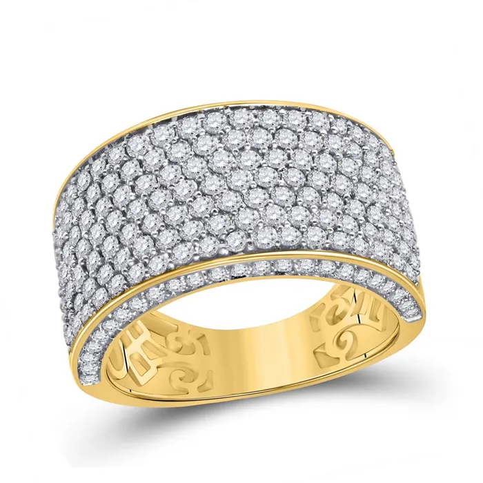 14k Yellow Gold Round Diamond Pave Band Ring 315 Cttw gndatlanta Rings