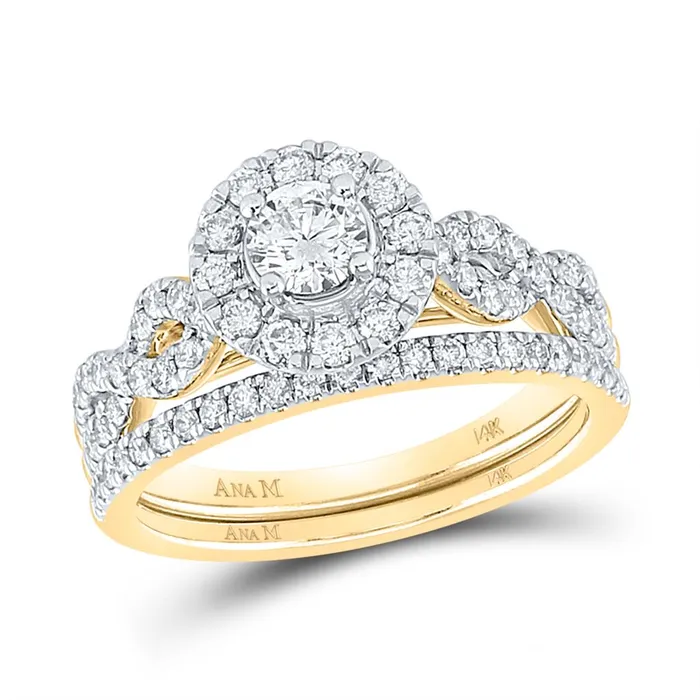14k Yellow Gold Round Diamond Twist Bridal Wedding Ring Set 1 Cttw Certified gndatlanta Rings 14k Yellow Gold Round Diamond Twist Bridal Wedding Ring Set 1 Cttw Certified gndatlanta Rings