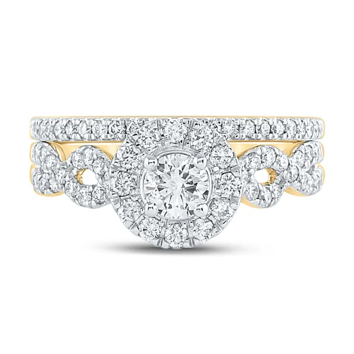 14k Yellow Gold Round Diamond Twist Bridal Wedding Ring Set 1 Cttw Certified gndatlanta Rings