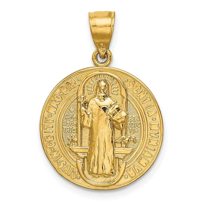 14k Yellow Gold San Benito 2 Sided Round Pendant Goldia Necklaces