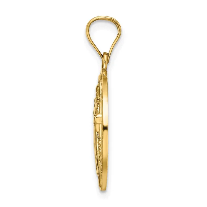 14k Yellow Gold San Benito 2 Sided Round Pendant Goldia Necklaces