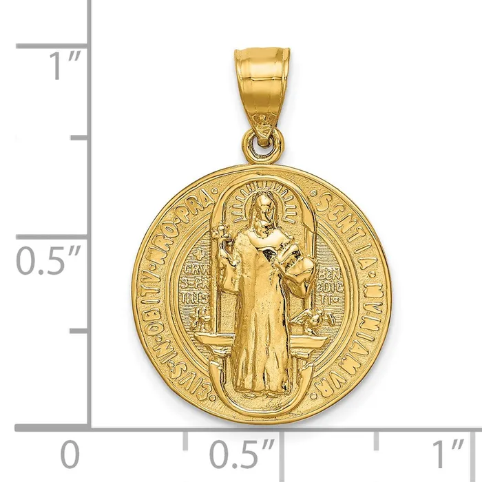 14k Yellow Gold San Benito 2 Sided Round Pendant Goldia Necklaces