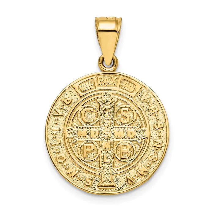 14k Yellow Gold San Benito 2 Sided Round Pendant Goldia Necklaces