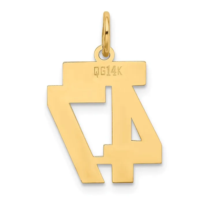 14k Yellow Gold Small Polished Number 47 Charm Goldia Charm Necklaces