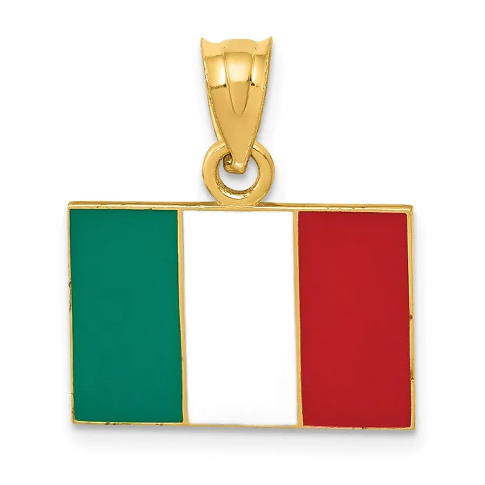 14k Yellow Gold Solid Enameled Italy Flag Pendant Goldia PreStyled Sets
