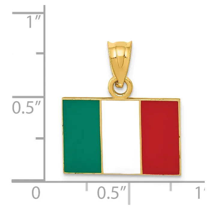 14k Yellow Gold Solid Enameled Italy Flag Pendant Goldia PreStyled Sets
