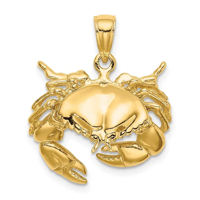 14k Yellow Gold Stone Crab Facing Down Charm Goldia Charm Necklaces