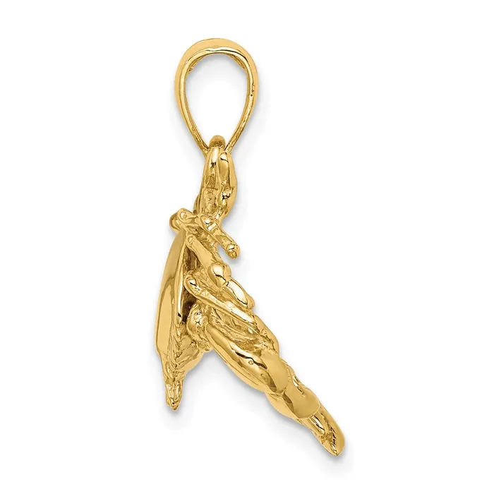 14k Yellow Gold Stone Crab Facing Down Charm Goldia Charm Necklaces
