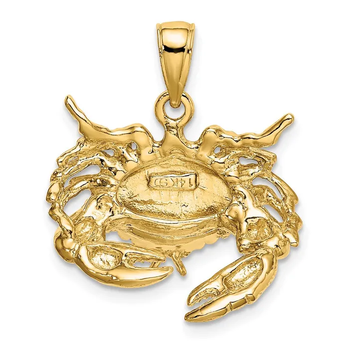 14k Yellow Gold Stone Crab Facing Down Charm Goldia Charm Necklaces