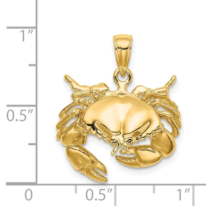14k Yellow Gold Stone Crab Facing Down Charm Goldia Charm Necklaces