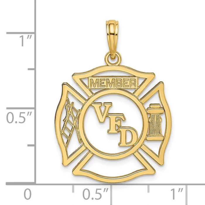 14k Yellow Gold VFD Member Shield Charm Goldia Charm Necklaces