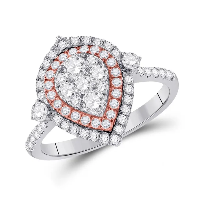 14kt White Gold Round Pink Diamond Teardrop Cluster Ring 1 Cttw gndatlanta Rings 14kt White Gold Round Pink Diamond Teardrop Cluster Ring 1 Cttw gndatlanta Rings