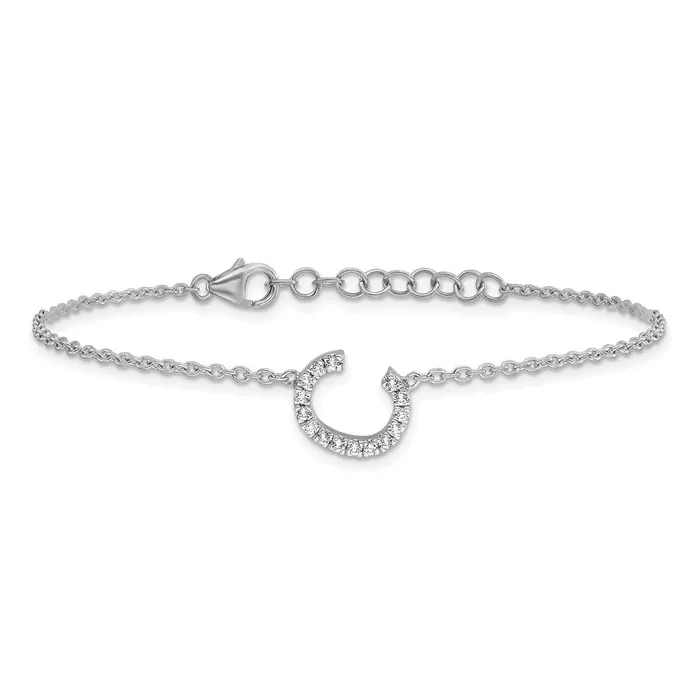 14KW Natural Diamond Sideways Letter C w 1in ext Bracelet goldiaca Bracelets
