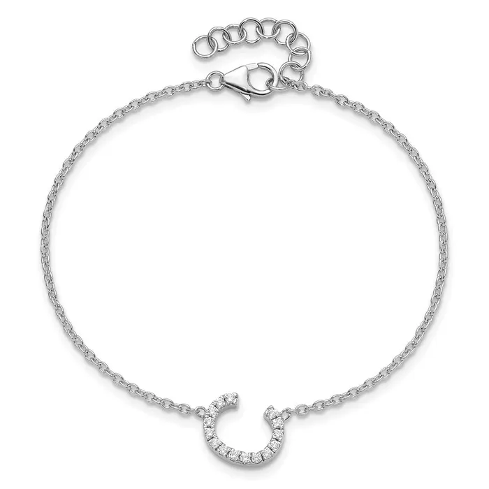14KW Natural Diamond Sideways Letter C w 1in ext Bracelet goldiaca Bracelets
