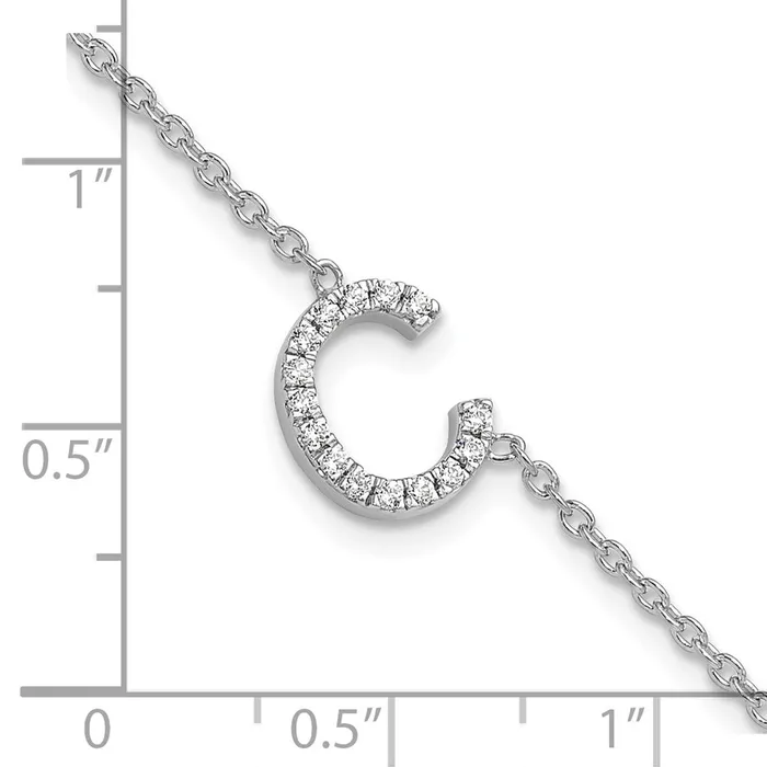 14KW Natural Diamond Sideways Letter C w 1in ext Bracelet goldiaca Bracelets