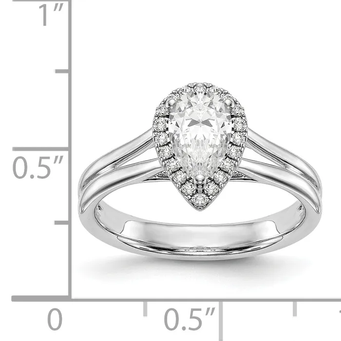 14kw Pear Halo Simulated Diamond Split Shank Engagement Ring Goldiacom Rings