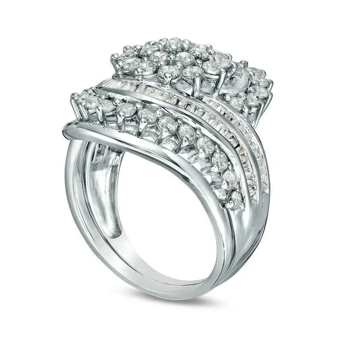 20 CT TW Composite Natural Diamond MultiRow Bypass Bridal Engagement Ring Set in Solid 10K White Gold Goldia Rings 20 CT TW Composite Natural Diamond MultiRow Bypass Bridal Engagement Ring Set in Solid 10K White Gold Goldia Rings