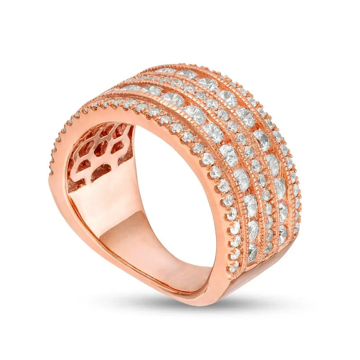 20 CT TW Natural Diamond MultiRow Antique VintageStyle Engagement Ring in Solid 10K Rose Gold Goldia Rings 20 CT TW Natural Diamond MultiRow Antique VintageStyle Engagement Ring in Solid 10K Rose Gold Goldia Rings