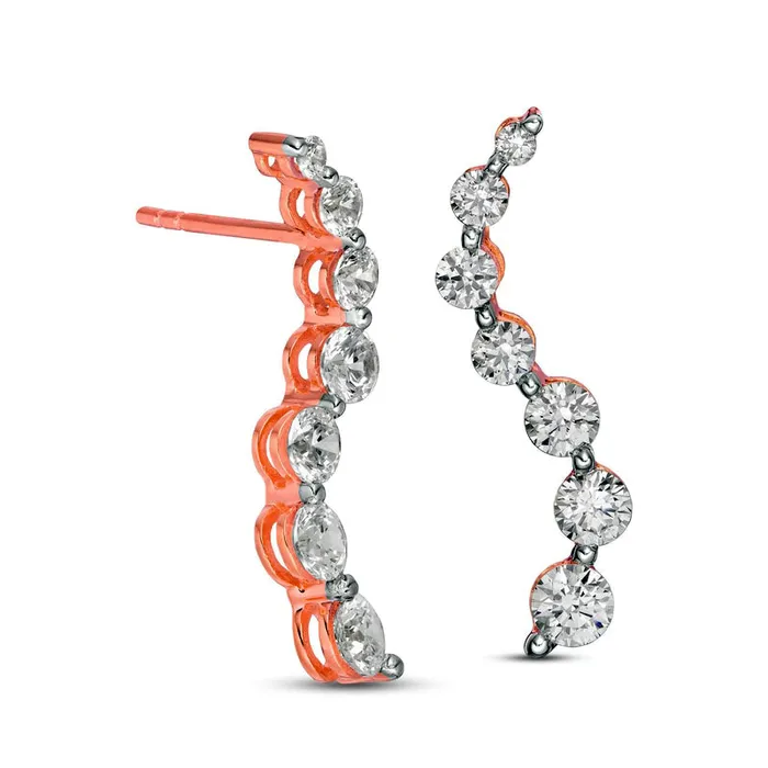 2 CT TW Journey Diamond Drop Earrings in 14K Rose Gold Goldia Earrings