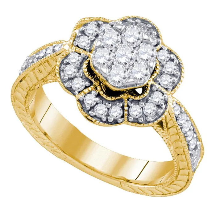58CTWDiamond FLOWER FASHION RING gndatlanta Rings