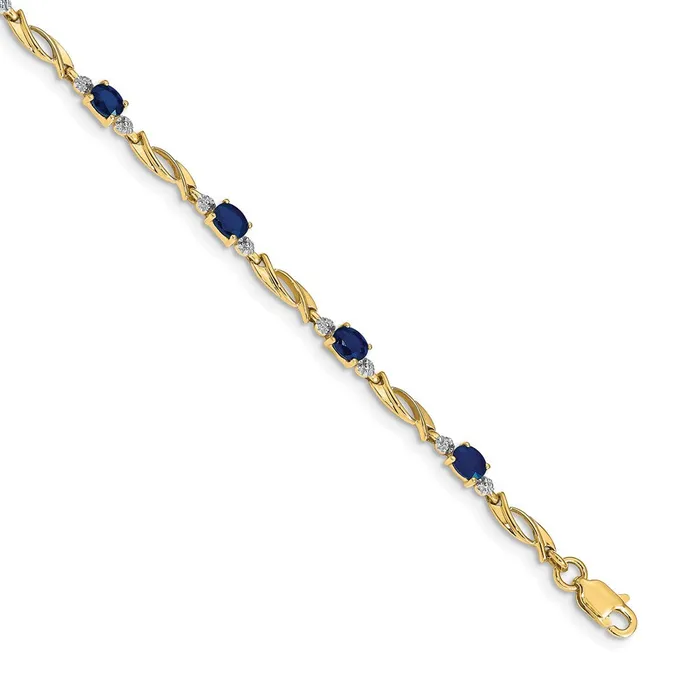 Bracelets 14k Yellow Gold Natural Diamond and Oval Sapphire Bracelet goldiaca Bracelets 14k Yellow Gold Natural Diamond and Oval Sapphire Bracelet goldiaca