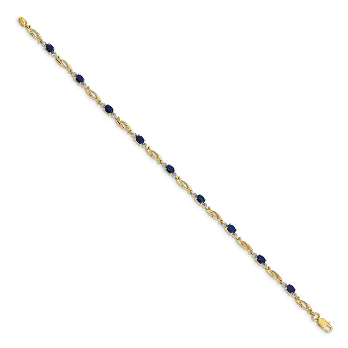 Bracelets 14k Yellow Gold Natural Diamond and Oval Sapphire Bracelet goldiaca