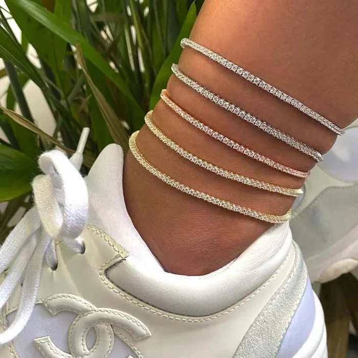 Bracelets Goldia 30 ct tw Classic FourProng Natural Diamond Tennis Anklet in 10K White Gold