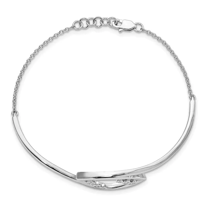Bracelets goldiaca 14k White Gold Fancy Round Natural Diamond 7in w5in ext Bracelet