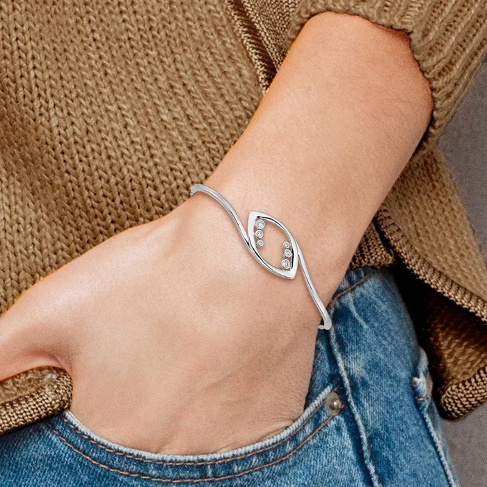 Bracelets goldiaca 14k White Gold Fancy Round Natural Diamond 7in w5in ext Bracelet