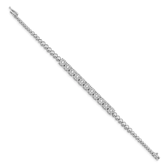 Bracelets goldiaca 14k White Gold Graduated Bead Natural Diamond Bracelet