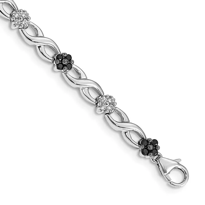 Bracelets goldiaca 14k White Gold White and Black Natural Diamond Flower Infinity Bracelet Bracelets goldiaca 14k White Gold White and Black Natural Diamond Flower Infinity Bracelet