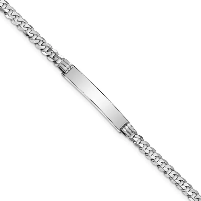Bracelets MDS Solid 14K White Gold Flat Curb Link ID Bracelet