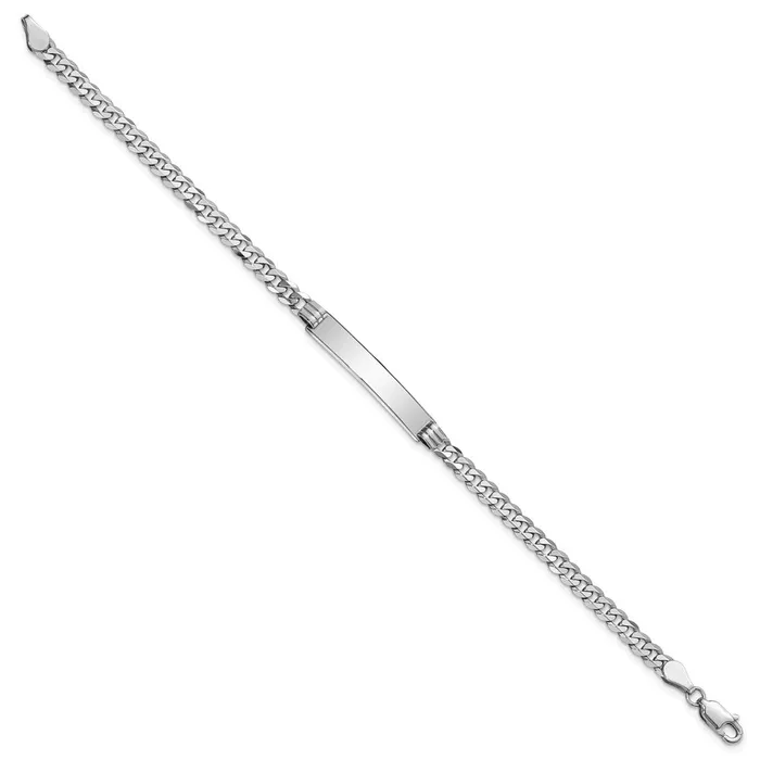 Bracelets MDS Solid 14K White Gold Flat Curb Link ID Bracelet Bracelets MDS Solid 14K White Gold Flat Curb Link ID Bracelet