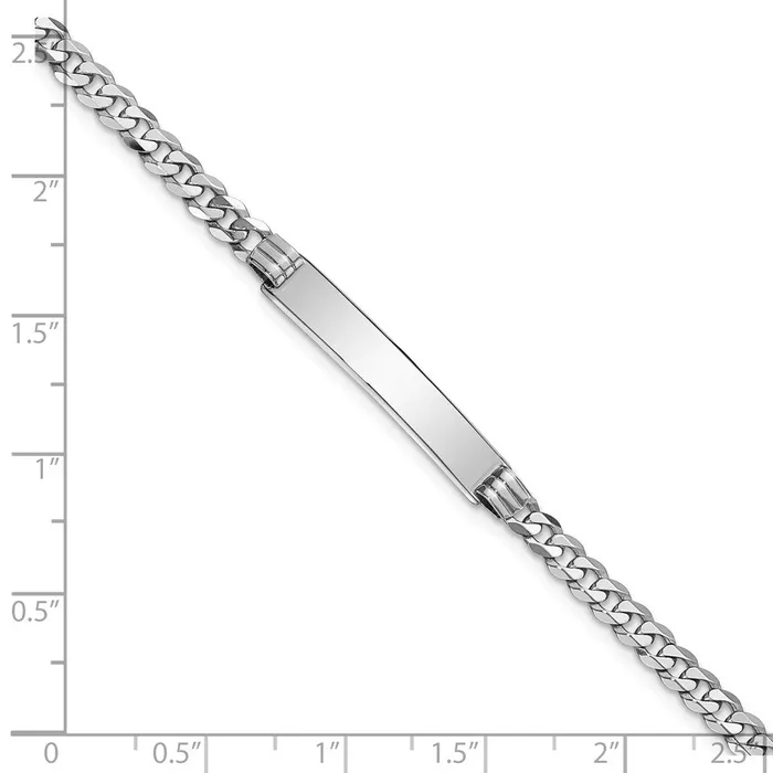 Bracelets MDS Solid 14K White Gold Flat Curb Link ID Bracelet Bracelets MDS Solid 14K White Gold Flat Curb Link ID Bracelet
