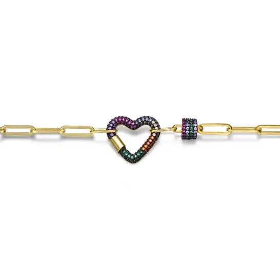 Bracelets Original Rachel Glauber 14K Gold and Black Plated Cubic Zirconia Heart Chain Bracelet JMS always Bracelets Original Rachel Glauber 14K Gold and Black Plated Cubic Zirconia Heart Chain Bracelet JMS always