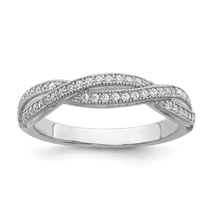 Brilliant Embers Sterling Silver Rhodiumplated 48 Stone Criss Cross Micro Pav CZ Polished Ring Goldia Rings Brilliant Embers Sterling Silver Rhodiumplated 48 Stone Criss Cross Micro Pav CZ Polished Ring Goldia Rings