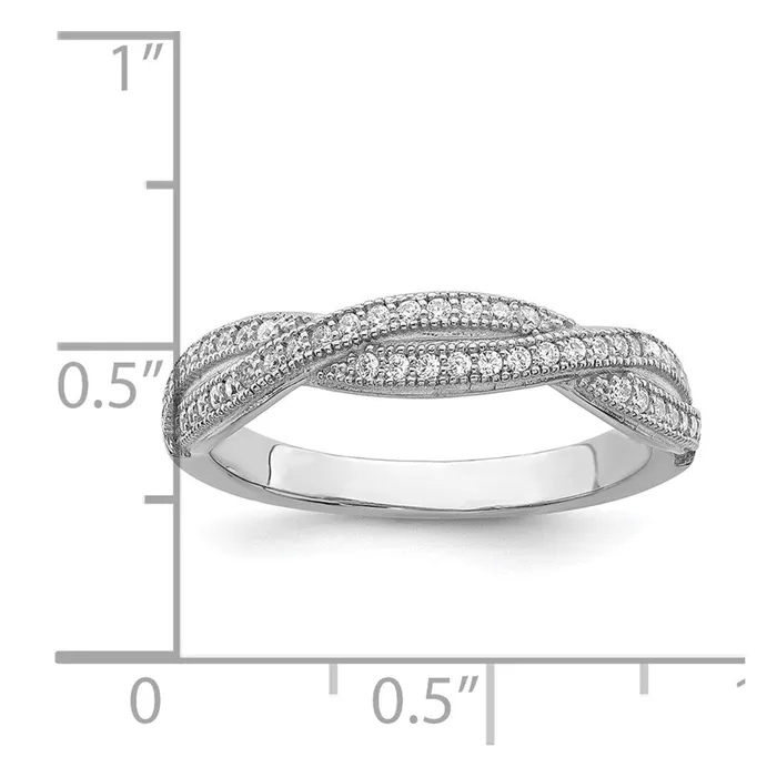 Brilliant Embers Sterling Silver Rhodiumplated 48 Stone Criss Cross Micro Pav CZ Polished Ring Goldia Rings