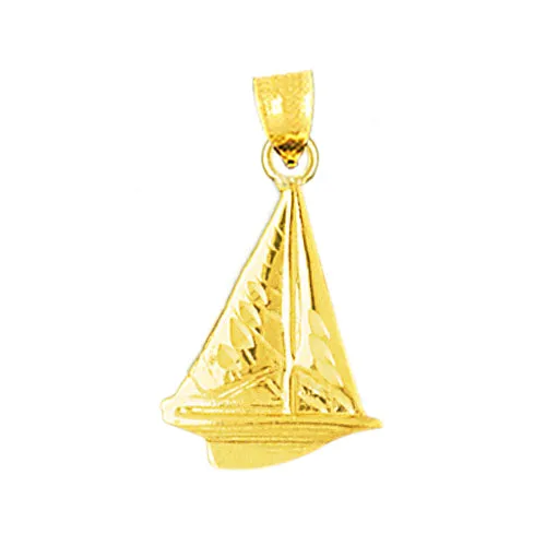 Charm Necklaces 14K Gold 20MM Sailboat Charm Goldia