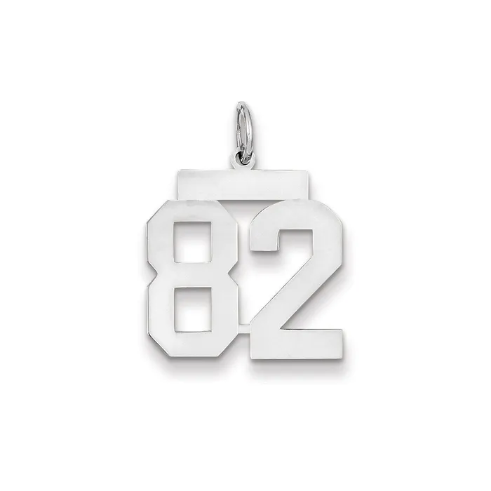 Charm Necklaces 14k White Gold WG Medium Polished Number 82 Charm Goldia