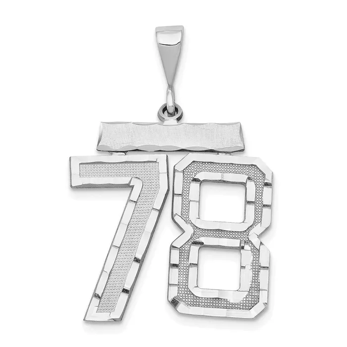 Charm Necklaces 14k White Goldw Small Brushed Diamondcut Number 78 Charm Goldia Charm Necklaces 14k White Goldw Small Brushed Diamondcut Number 78 Charm Goldia